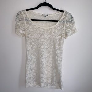 Forever 21 White Lace Tee